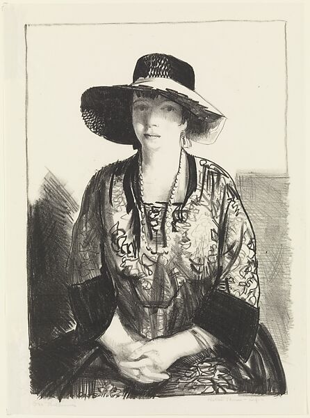 The Black Hat, George Bellows (American, Columbus, Ohio 1882–1925 New York), Lithograph 