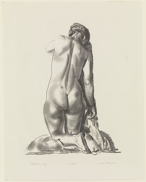 Nude Study, Woman Kneeling on a Pillow, George Bellows (American, Columbus, Ohio 1882–1925 New York), Lithograph
