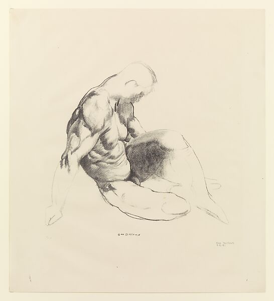 Male Torso, George Bellows (American, Columbus, Ohio 1882–1925 New York), Lithograph 
