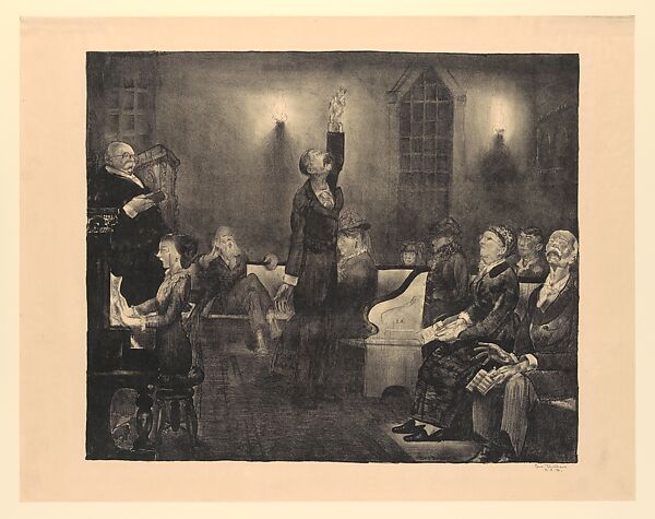 Prayer Meeting, Second Stone, George Bellows (American, Columbus, Ohio 1882–1925 New York), Lithograph 