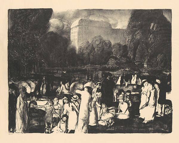 In the Park, Light, George Bellows (American, Columbus, Ohio 1882–1925 New York), Lithograph 