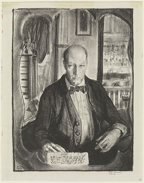 Self-Portrait, George Bellows (American, Columbus, Ohio 1882–1925 New York), Lithograph 