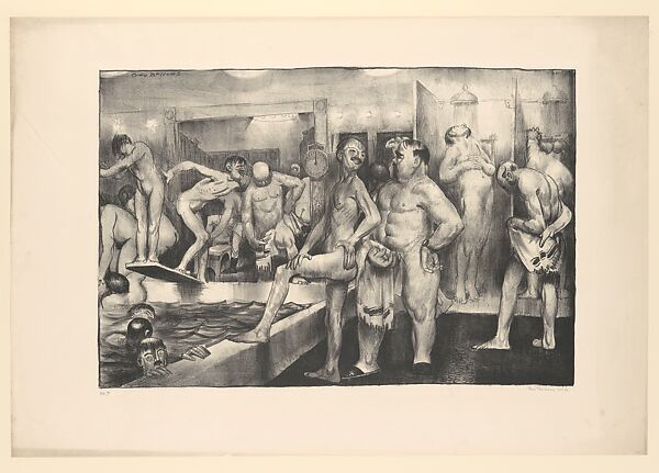 Shower-Bath, First State, George Bellows (American, Columbus, Ohio 1882–1925 New York), Lithograph 