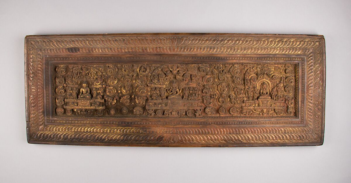 Central Panel or Book Cover, Wood, Tibet 