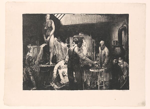The Life Class, Second Stone, George Bellows (American, Columbus, Ohio 1882–1925 New York), Lithograph 