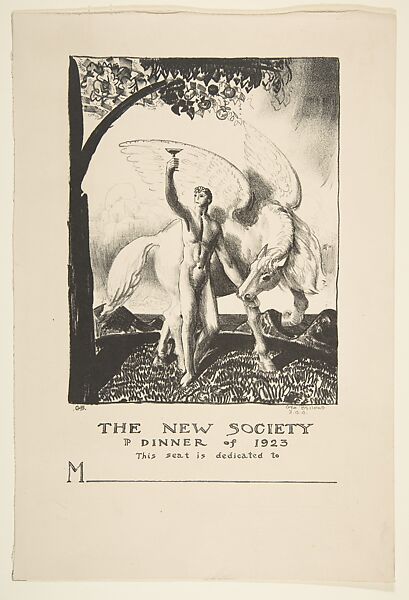 New Society Dinner Card, George Bellows (American, Columbus, Ohio 1882–1925 New York), Lithograph 