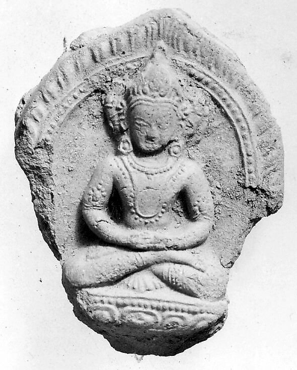 Votive Plaque with Seated Bodhisattva, Clay, Tibet 