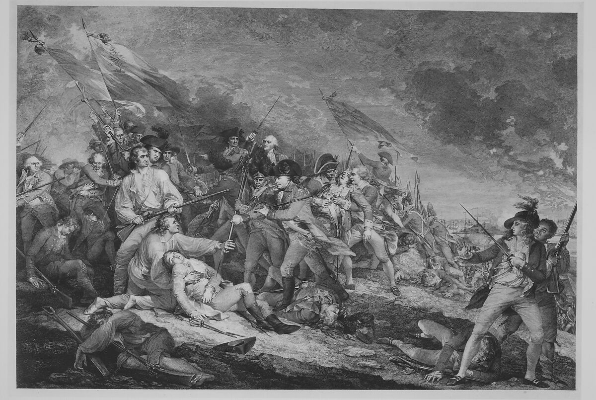 The Battle of Bunker's Hill (June 17, 1775), Johann Gotthard Müller (German, Bernausen 1747–1830 Stuttgart), Engraving; second state of seven (Rümelin) 