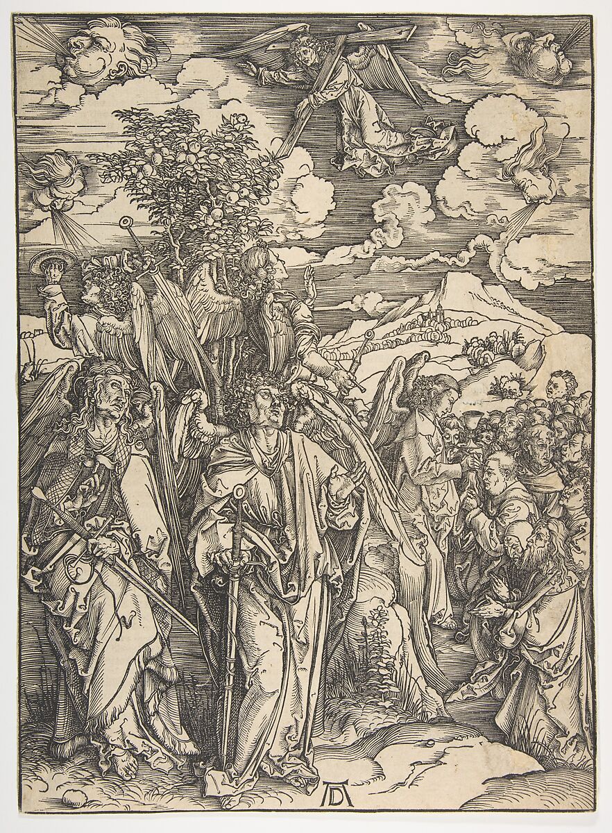 The Four Angels Holding the Winds, from "The Apocalypse", German Edition, Albrecht Dürer (German, Nuremberg 1471–1528 Nuremberg), Woodcut 