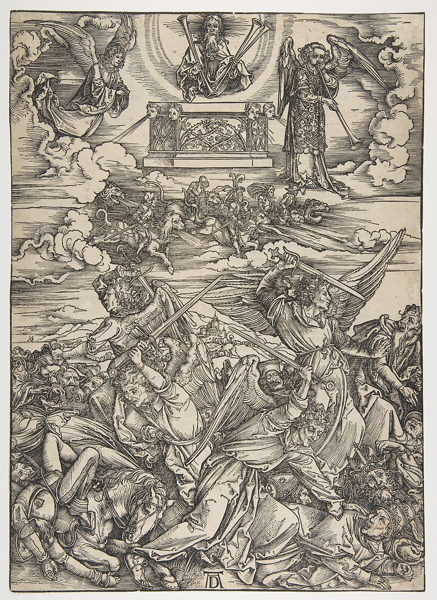 The Four Avenging Angels, from "The Apocalypse", Latin Edition, Albrecht Dürer (German, Nuremberg 1471–1528 Nuremberg), Woodcut 