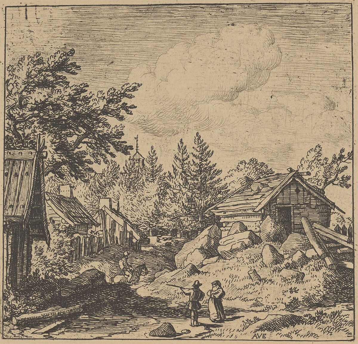 The Hamlet on Mountainous Ground, Allart van Everdingen (Dutch, Alkmaar 1621–1675 Amsterdam), Etching; fourth state of four 