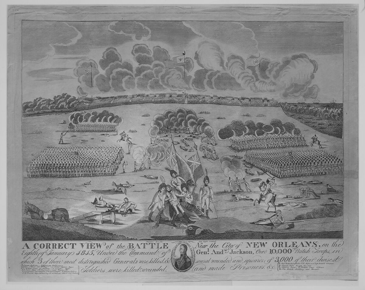 A Correct View of the Battle Near the City of New Orleans (January 8, 1815), Francisco Scacki (American, active early 19th century), Engraving 