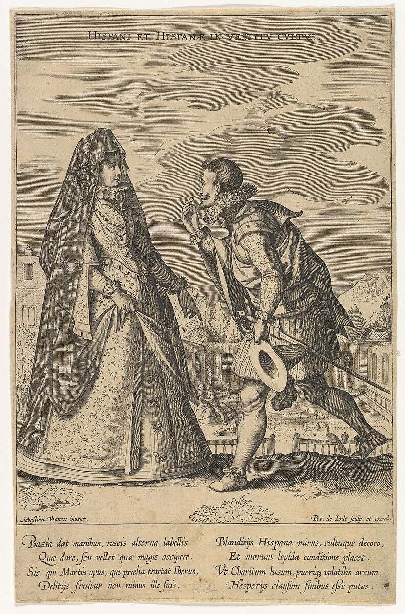 Hispani et Hispanae in Vestitu Cultus, from Fashions of Different Nations, Pieter de Jode I (Netherlandish, Antwerp 1570–Antwerp 1634), Engraving; first state of two 