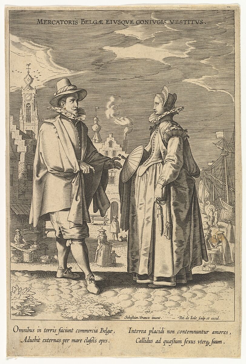 Mercatoris Belgae Eiusque Coniugis Vestitus, from Fashions of Different Nations, Pieter de Jode I (Netherlandish, Antwerp 1570–Antwerp 1634), Engraving; first state of two 