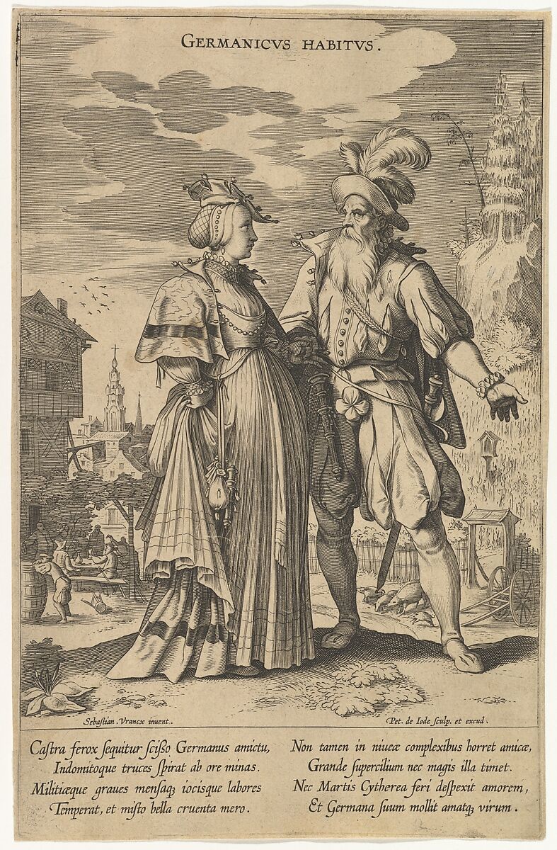 Germanicus Habitus, from Fashions of Different Nations, Pieter de Jode I (Netherlandish, Antwerp 1570–Antwerp 1634), Engraving; first state of two 