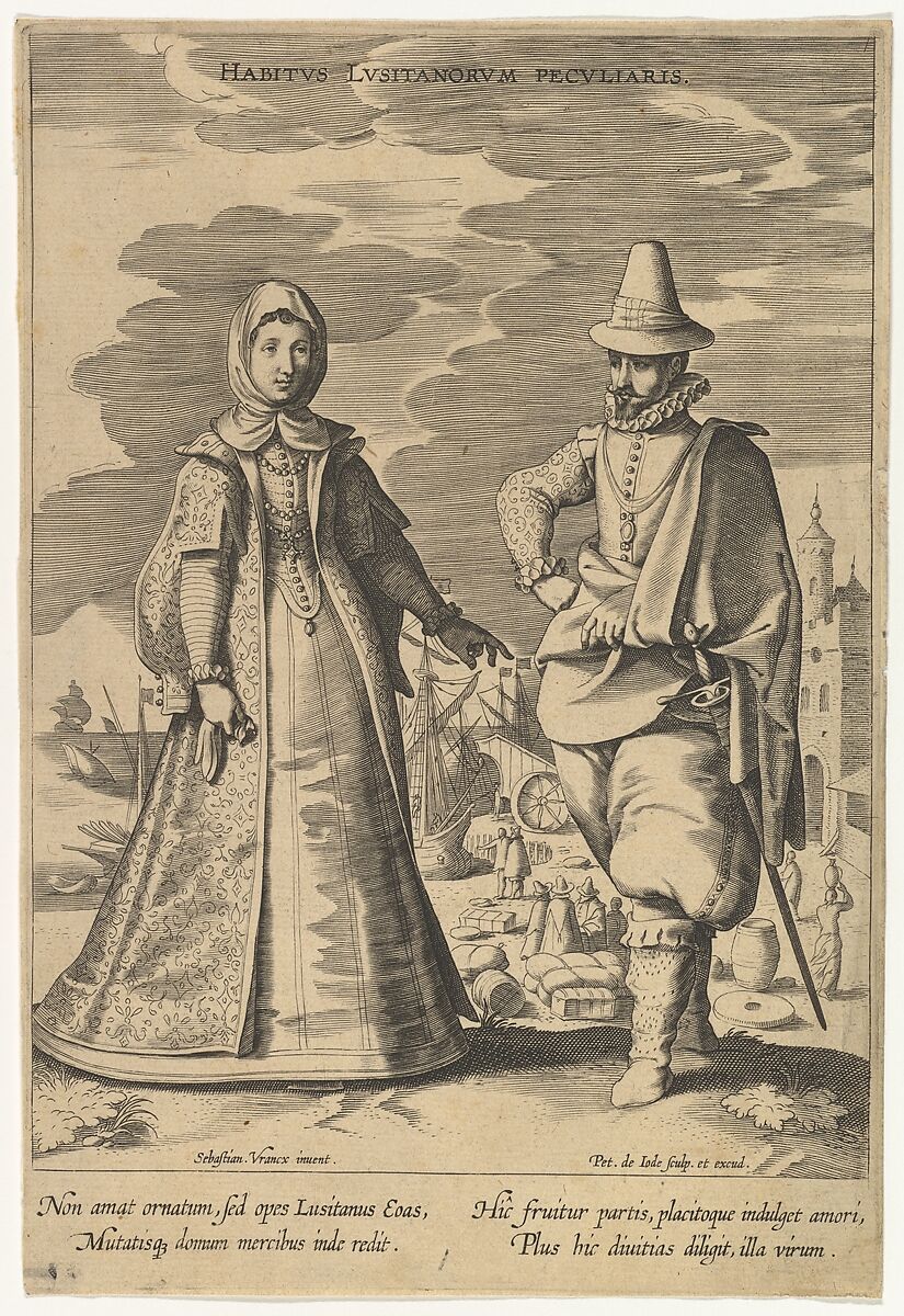 Habitus Lusitanorum Peculiaris, from Fashions of Different Nations, Pieter de Jode I (Netherlandish, Antwerp 1570–Antwerp 1634), Engraving; first state of two 