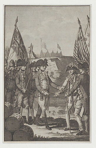 The Surrender of Earl Cornwallis (Lieutenant General of the British Army in North America) to General Washington & Count De Rochambeau, on the 19th of October, 1781, from Barnard's New, Complete and Authentic History of England