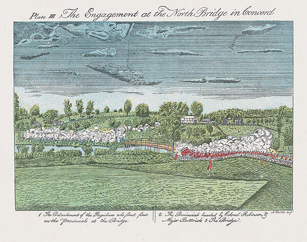 The Engagement at the North Bridge in Concord, 1775, After Amos Doolittle (American, Cheshire, Connecticut 1754–1832 New Haven, Connecticut), Facsimile 