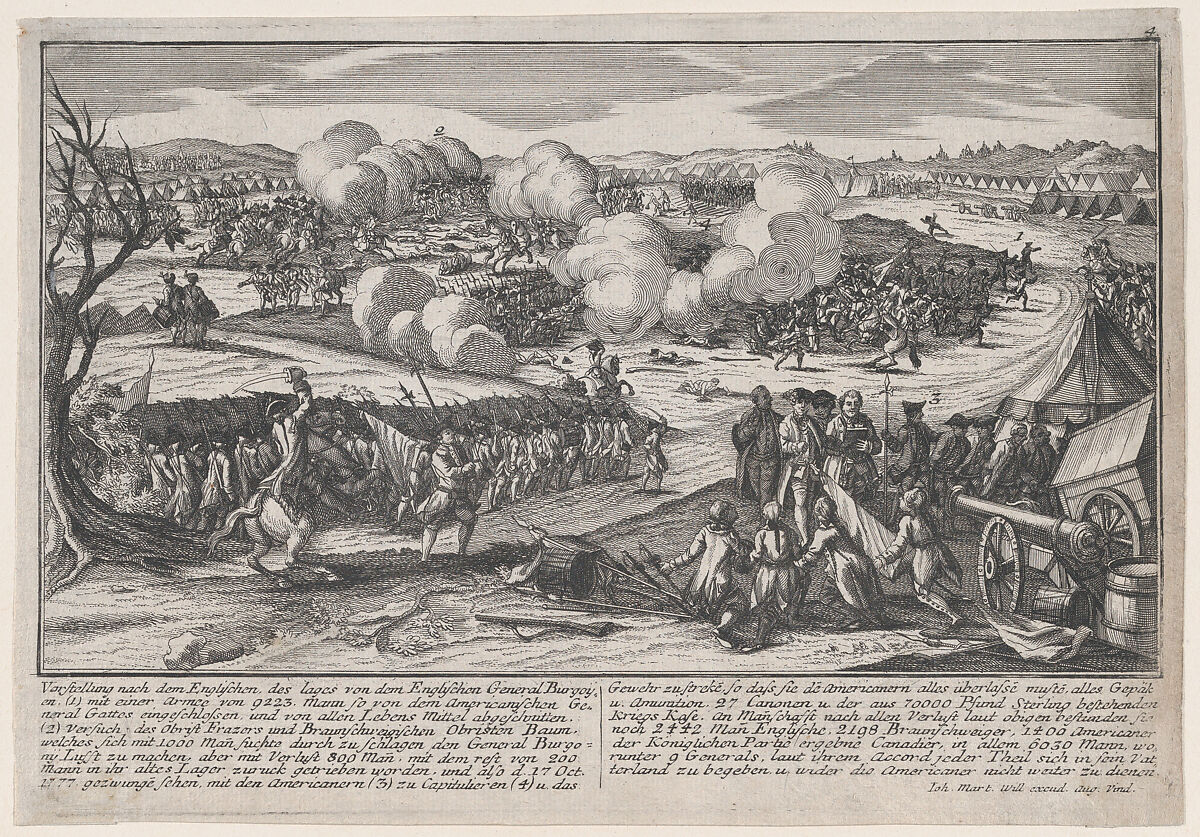 Battle of Saratoga, September 19, 1777, Johann Martin Will (German, 1727–1806), Etching and engraving 