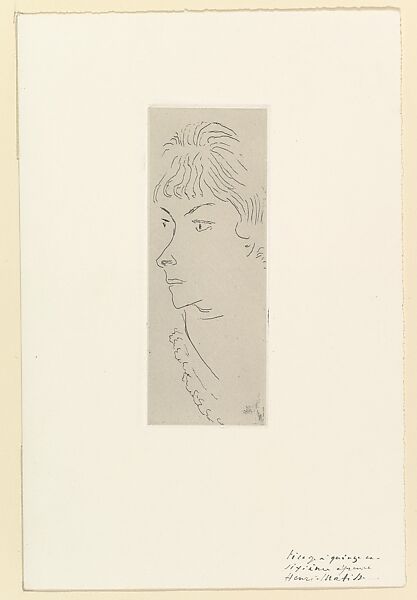 Fanny from Three-Quarters, Henri Matisse (French, Le Cateau-Cambrésis 1869–1954 Nice), Etching on chine collé