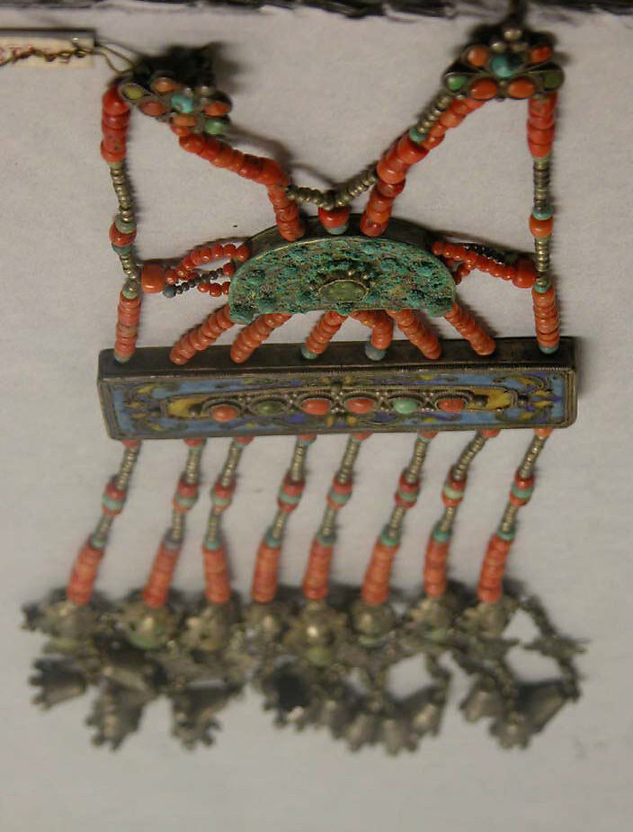 Pectoral, Silver and jade, Tibet 