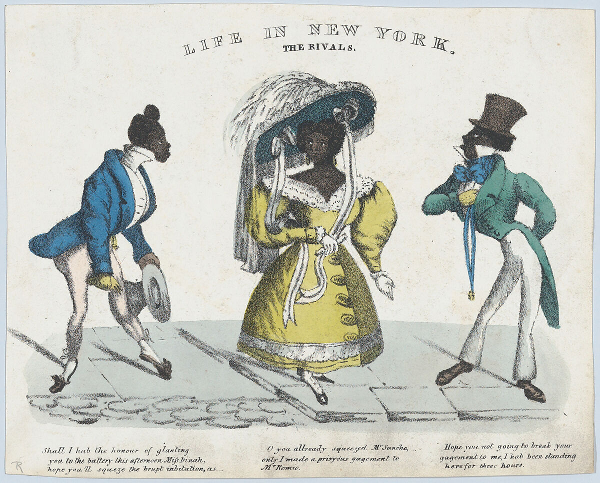 Life in New York, The Rivals, H. Isaacs (London), Lithograph, hand colored 