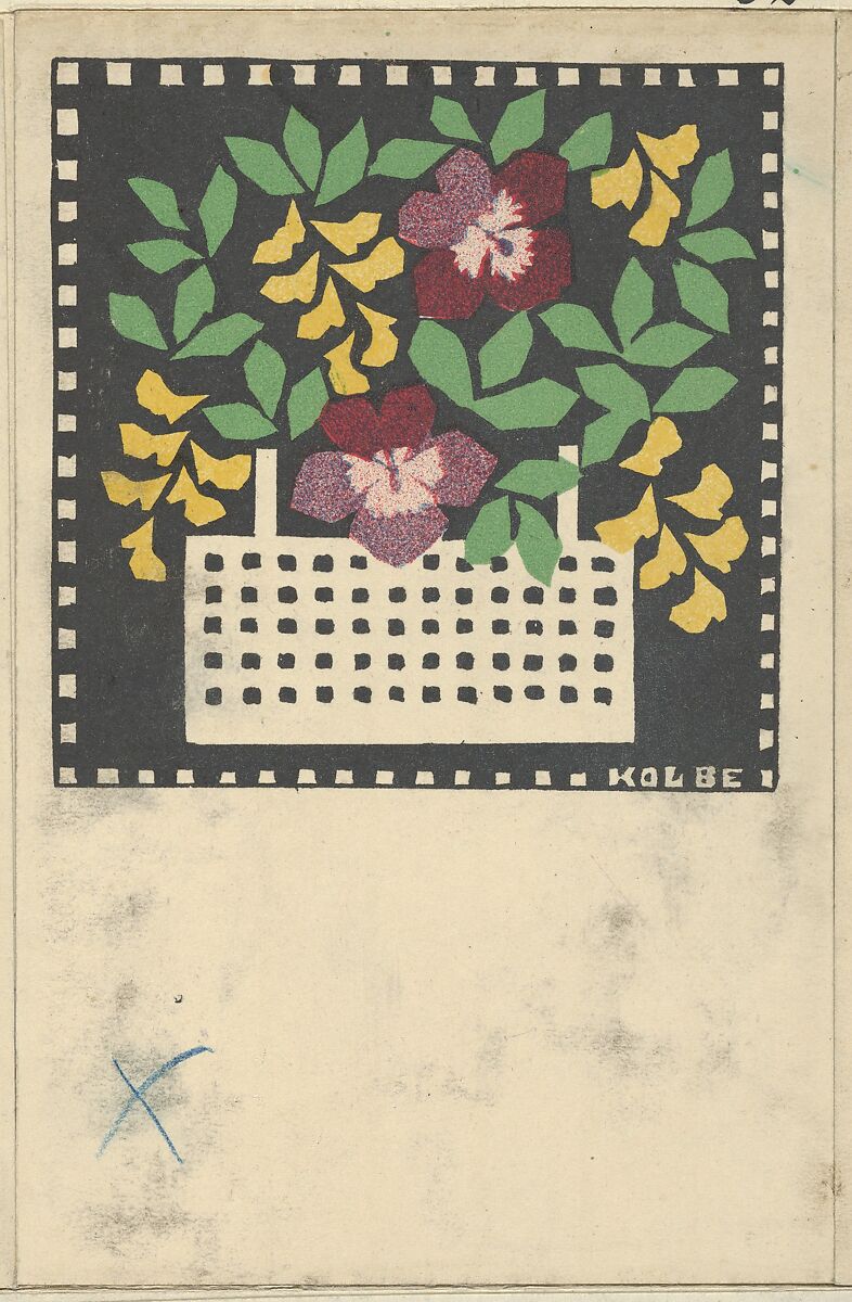Basket of Flowers, Leopoldine Kolbe (Austrian, Vienna 1870–1912 Vienna), Color lithograph 