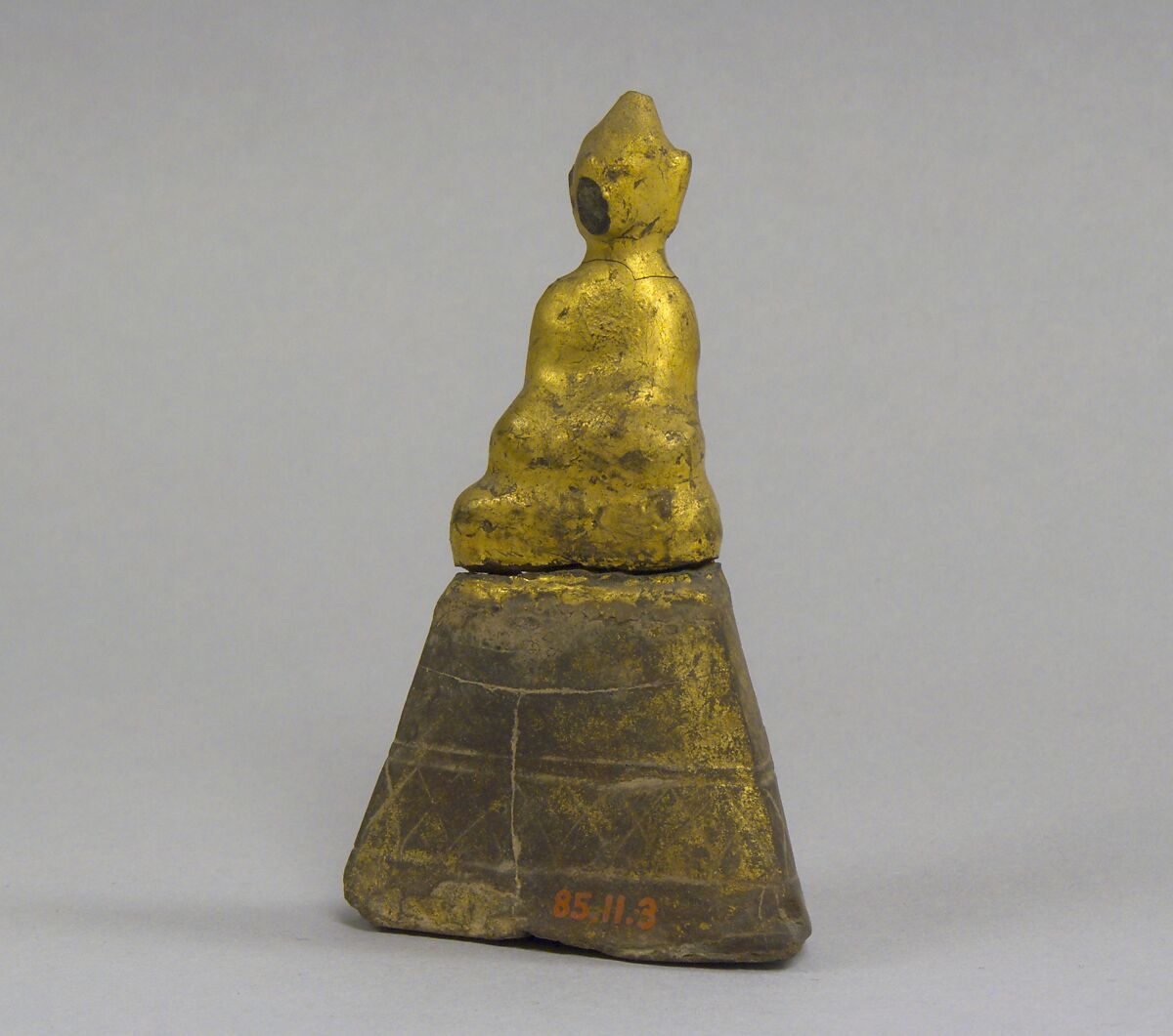 Seated Buddha, Silver with gilt and lacquer, Cambodia 