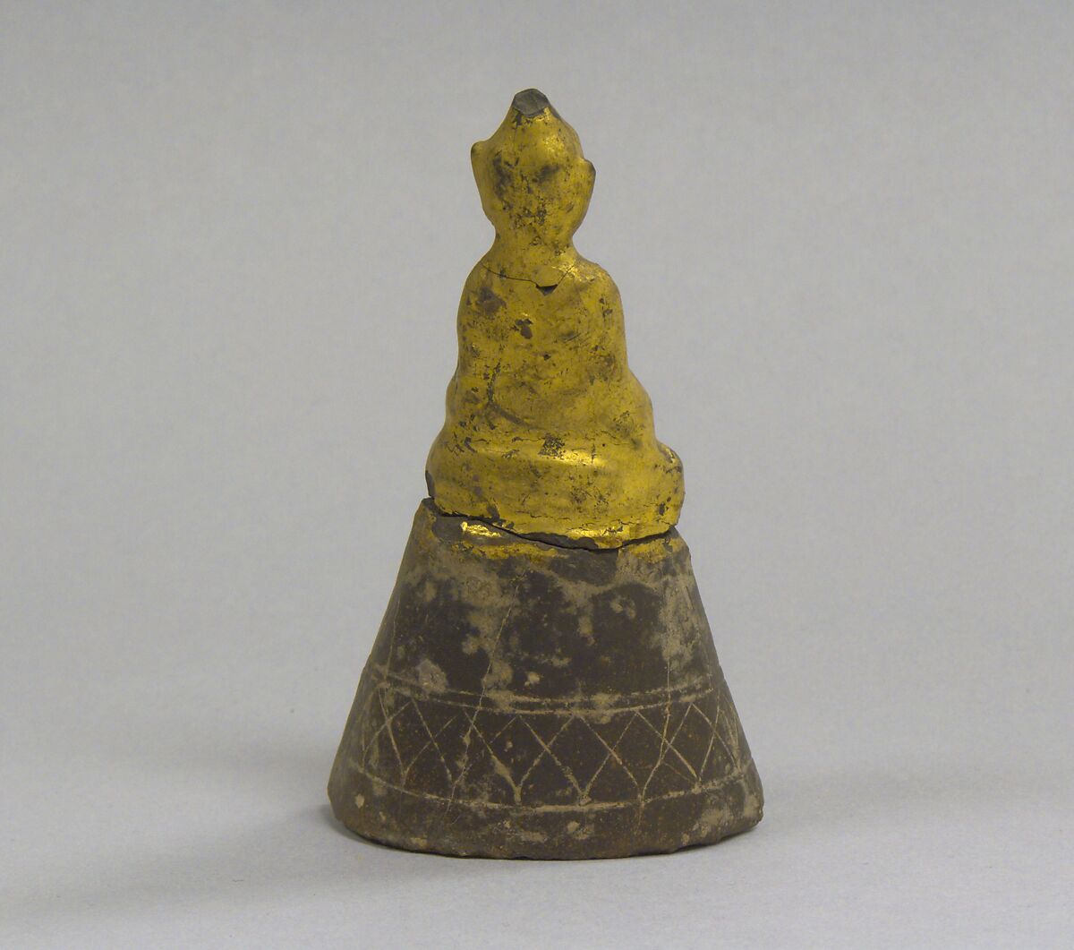 Seated Buddha, Silver with gilt and lacquer, Cambodia