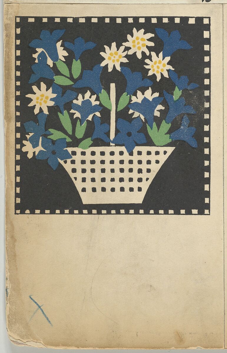 Basket of Flowers, Leopoldine Kolbe (Austrian, Vienna 1870–1912 Vienna), Color lithograph 