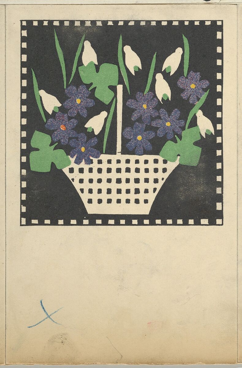 Basket of Flowers, Leopoldine Kolbe (Austrian, Vienna 1870–1912 Vienna), Color lithograph 