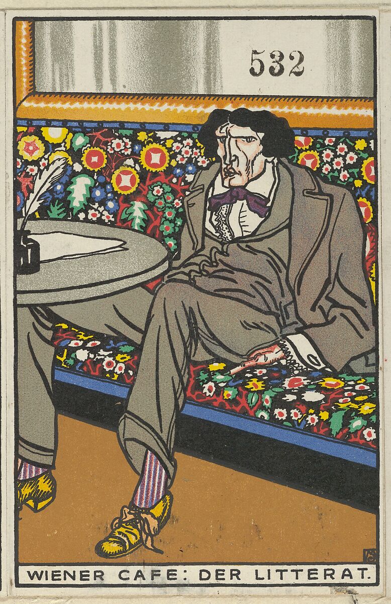 Viennese Café: The Man of Letters (Wiener Café: Der Litterat), Moriz Jung (Austrian (born Czechoslovakia) Moravia 1885–1915 Manilowa (Carpathians)), Color lithograph
