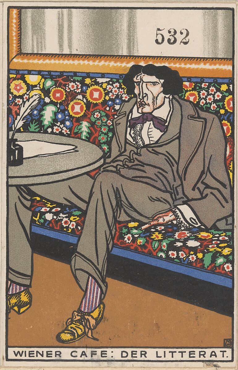 Viennese Café: The Man of Letters (Wiener Café: Der Litterat), Moriz Jung (Austrian (born Czechoslovakia) Moravia 1885–1915 Manilowa (Carpathians)), Color lithograph 