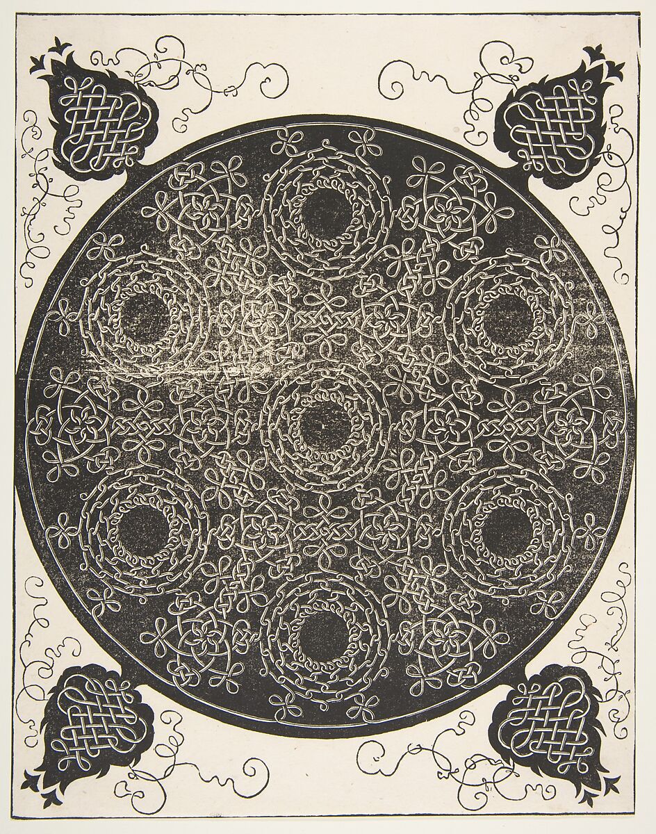 “The Sixth Knot”. Interlaced Roundel with Seven Wreaths, Albrecht Dürer (German, Nuremberg 1471–1528 Nuremberg), Woodcut 