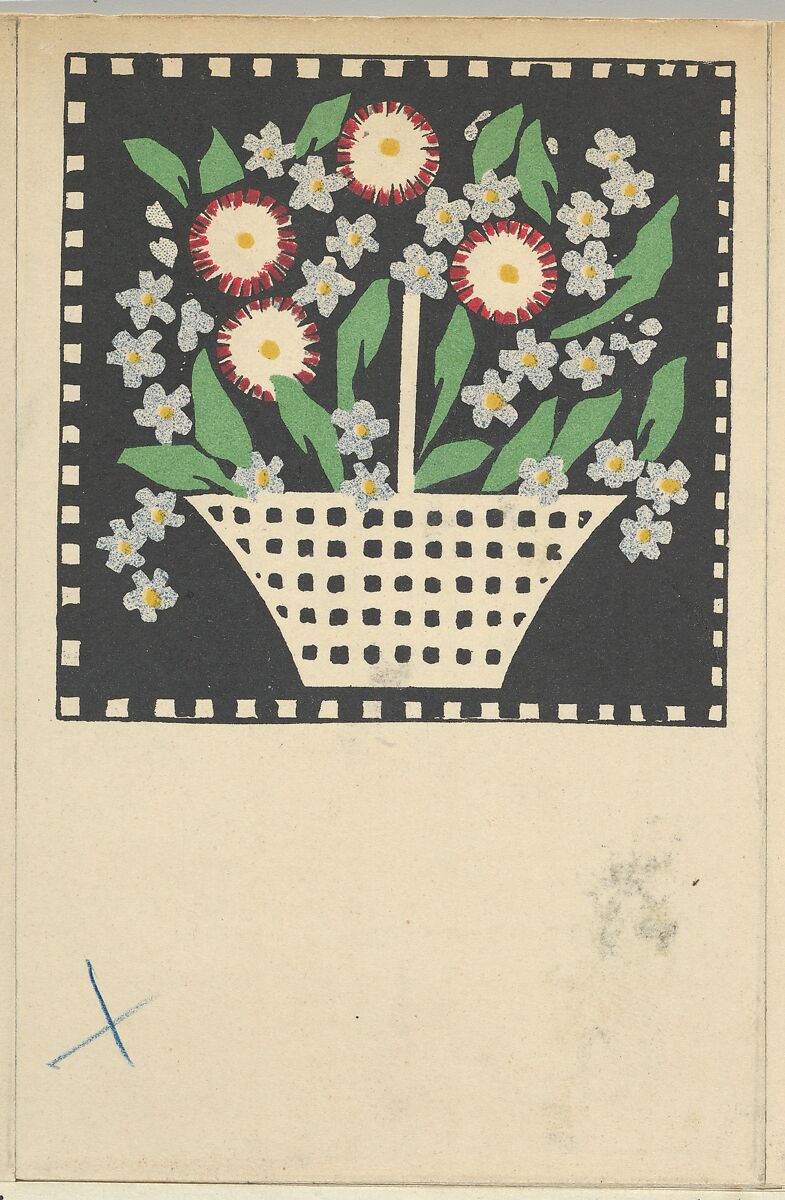 Basket of Flowers, Leopoldine Kolbe (Austrian, Vienna 1870–1912 Vienna), Color lithograph 