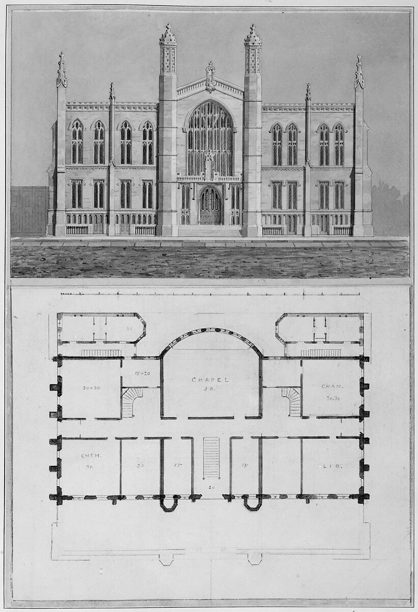 New York University College of Physicians and Surgeons, Buildings and Other Material, Alexander Jackson Davis (American, New York 1803–1892 West Orange, New Jersey), Album containing drawings and prints 