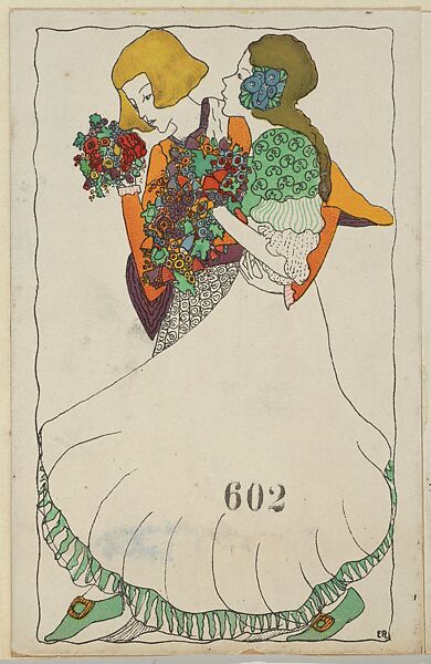 Fashionable Couple, Anonymous, Austrian, Viennese, 20th century, Color lithograph