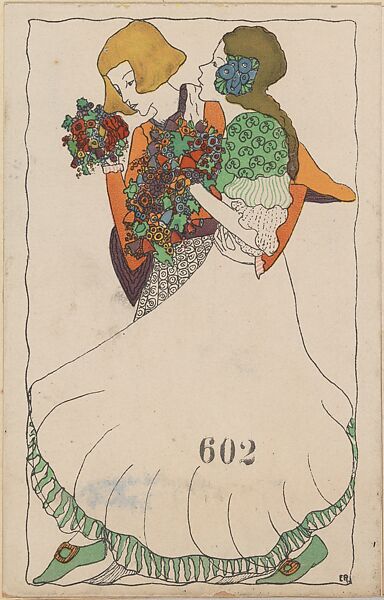 Fashionable Couple, Anonymous, Austrian, Viennese, 20th century, Color lithograph 