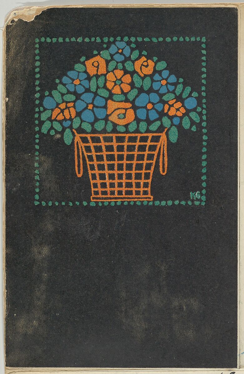 Basket of Flowers, Gustav Kalhammer (Austrian, Vienna 1886–1919/20 (?) Vienna), Color lithograph 