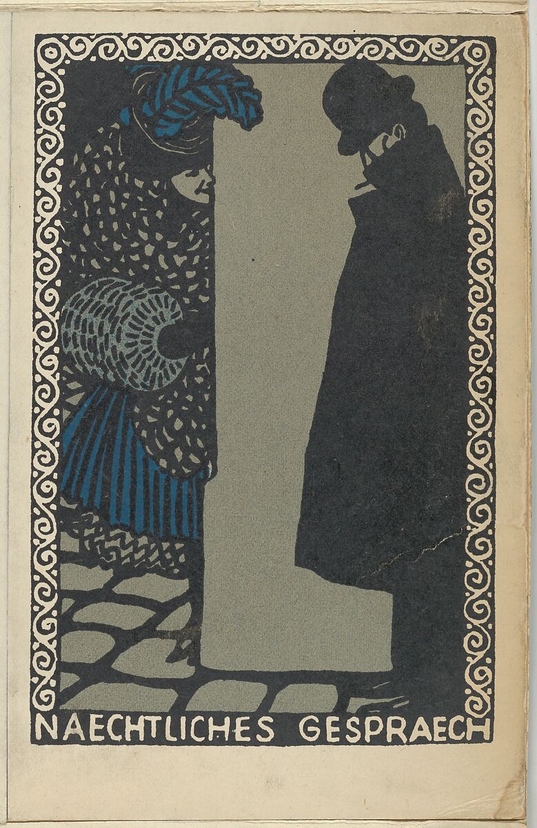 Nightly Conversations (Naechtliches Gespraech), Moriz Jung (Austrian (born Czechoslovakia) Moravia 1885–1915 Manilowa (Carpathians)), Color lithograph 