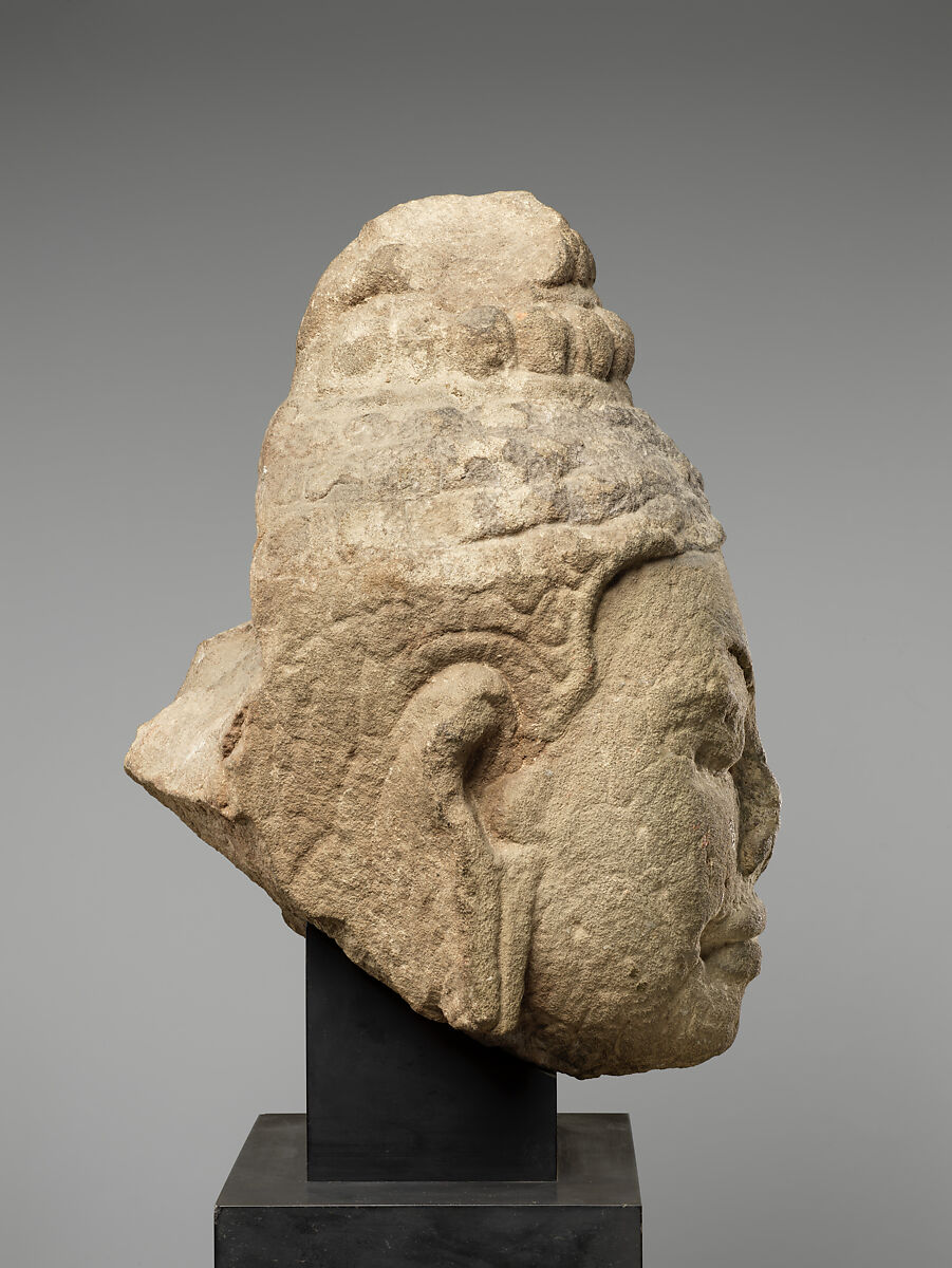 Head of Buddha or Bodhisattva, Stone, Cambodia
