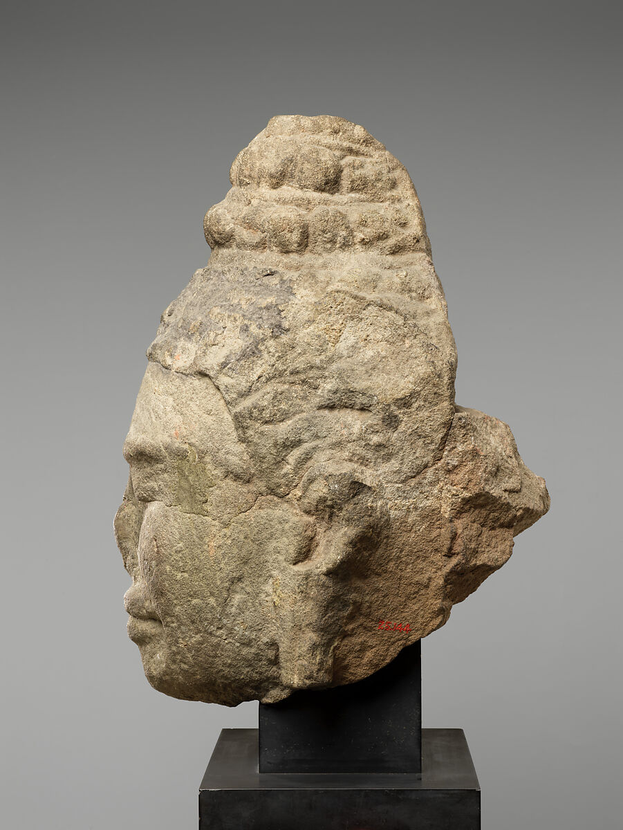 Head of Buddha or Bodhisattva, Stone, Cambodia
