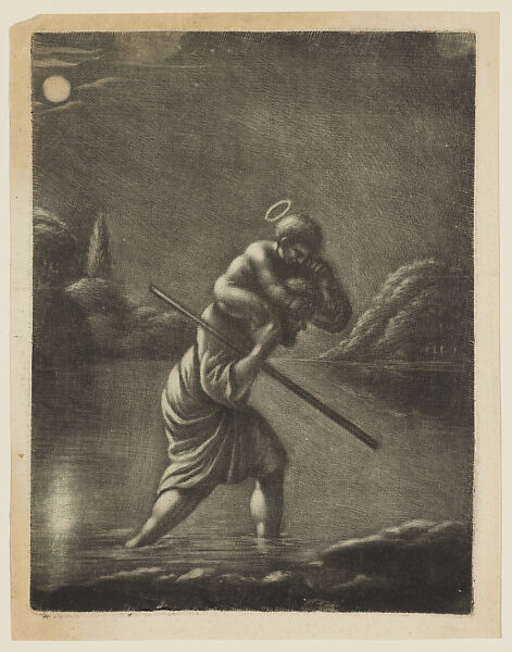 St. Christopher, Copied by Anonymous, Mezzotint; copy 