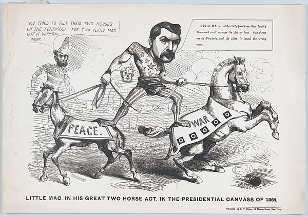 Little Mac, in His Great Two Horse Act, in the Presendential Canvass of 1864