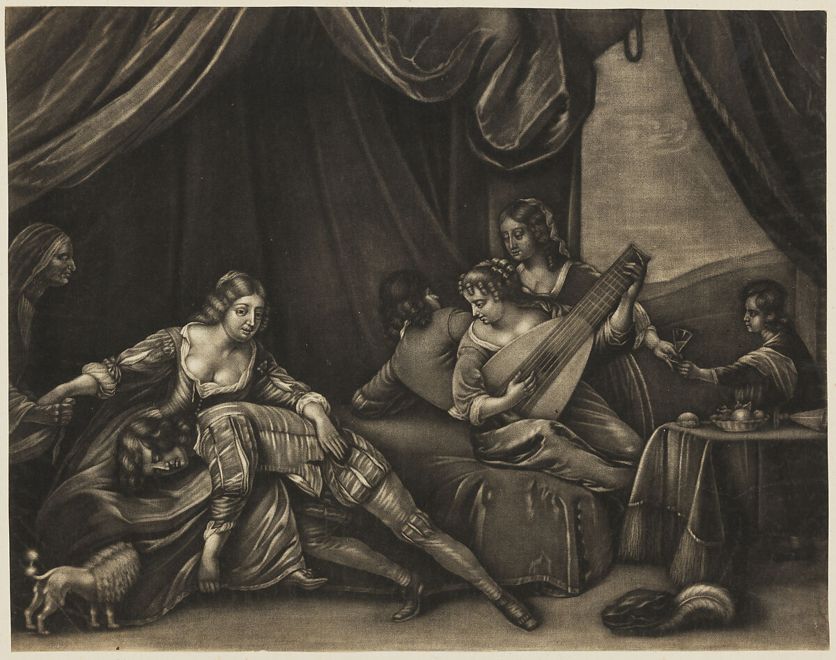 Brothel Scene, Wallerant Vaillant (Dutch, Lille 1623–1677 Amsterdam), Mezzotint; copy b 