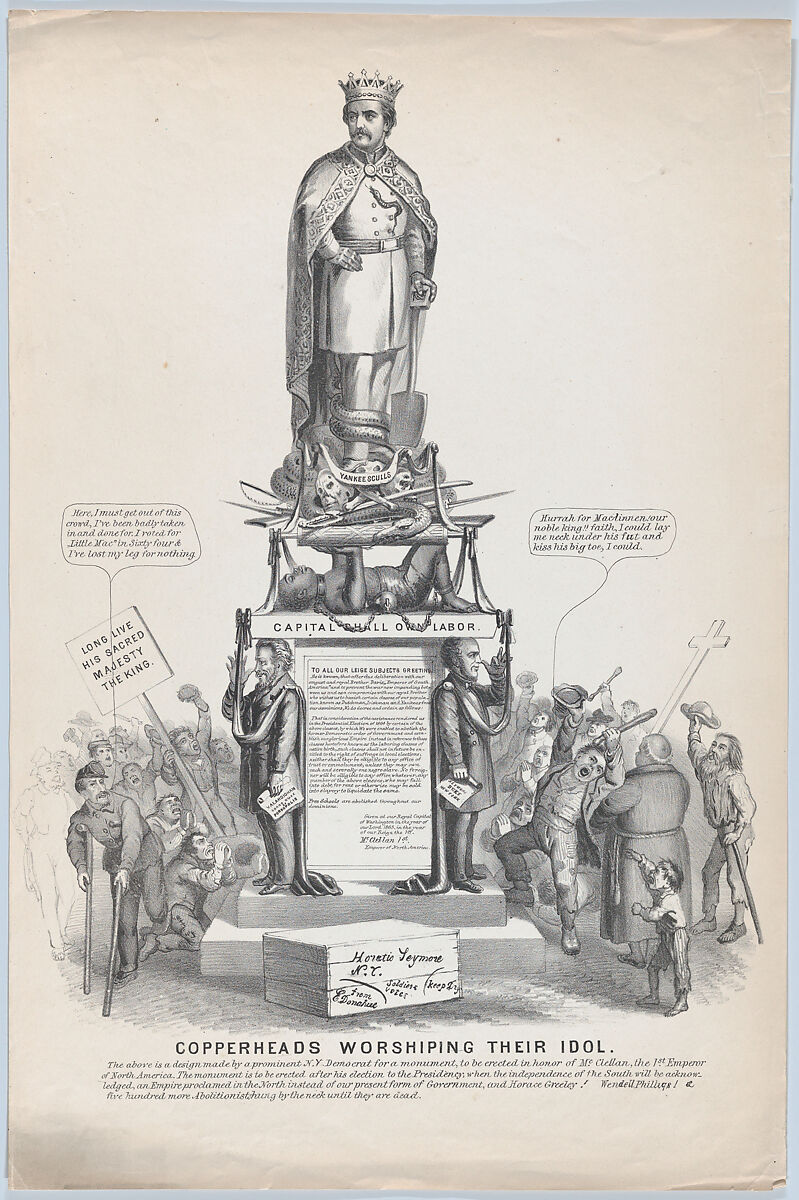 Copperheads Worshiping Their Idol, Anonymous, American, 19th century, Lithograph 