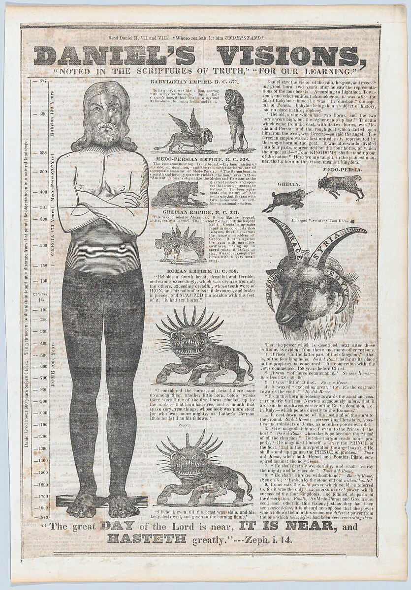 Daniel's Visions: Vial of Wrath and Junk Bottle of Destruction, A Sign of the Times for 1843, Anonymous, American, 19th century, Lithograph 