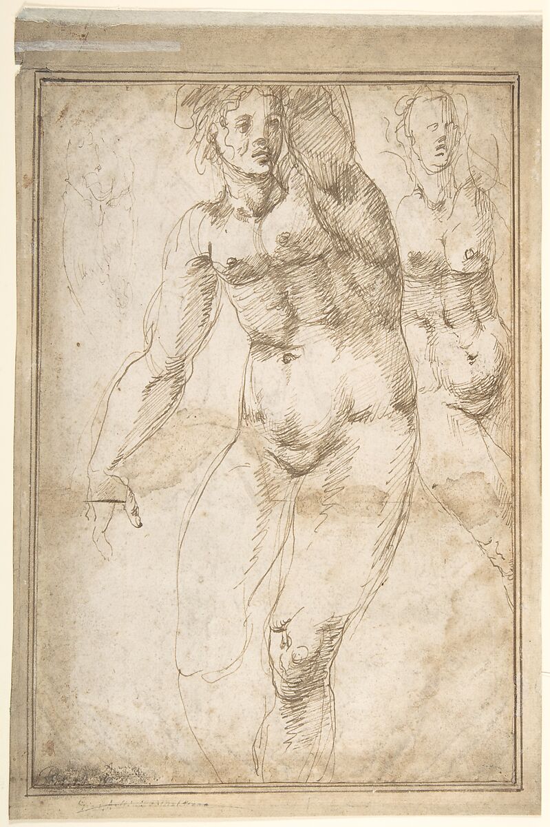 Nude Figure Studies (Recto); Sheet of Figure Studies (Verso), Anonymous, Italian, 16th century, Pen and brown ink 