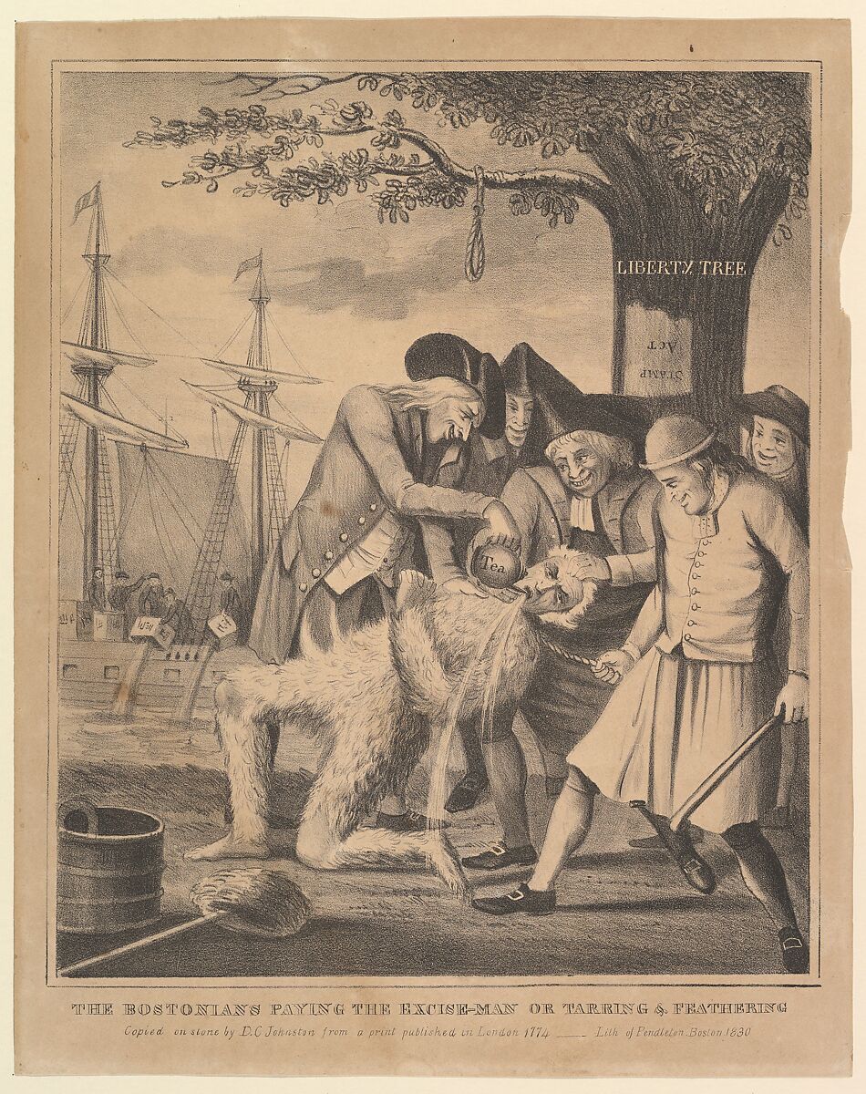 The Bostonians Paying the Excise-Man, or Tarring & Feathering, David Claypoole Johnston (American, Philadelphia, Pennsylvania 1799–1865 Dorchester, Massachusetts), Lithograph 