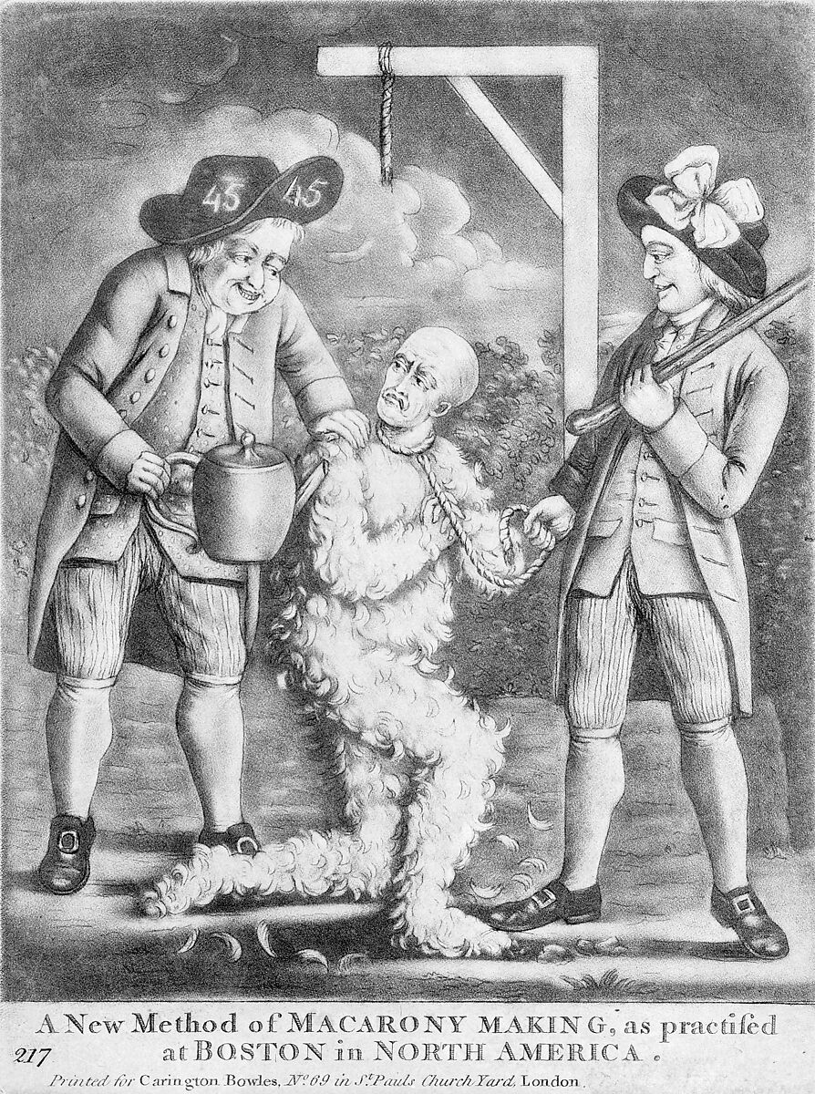 A New Method of Macarony Making as Practised at Boston in North America, Anonymous, British, late 18th century, Mezzotint